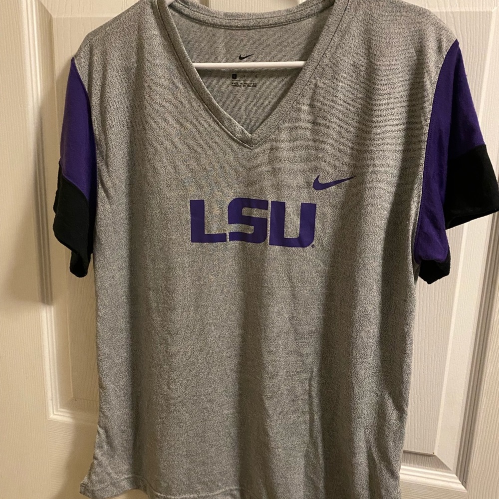 Nike LSU DRI - FIT Short Sleeve Gray Shirt Size Large